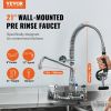 VEVOR Commercial Faucet with Pre-Rinse Sprayer, 21" Height, 8" Center, 12" Swing Spout, Wall Mount Kitchen Sink Faucet