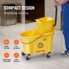 VEVOR Mop Bucket with Wringer, 35 Qt. Commercial Mop Bucket with Side Press Wringer, Side-Press Mop Bucket and Wringer Combo on Wheels