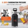 VEVOR Beer Growler Tap System, 64Oz 1.89L Mini Keg, 304 Stainless Steel Pressurized Beer Growler, Keg Growler with Pressure Display