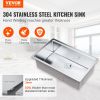 VEVOR Kitchen Sink, 304 Stainless Steel Drop-In Sinks, Undermount Single Bowl Basin with Ledge and Accessories