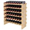 VEVOR 48 Bottle Stackable Modular Wine Rack Bamboo Wood Display Shelf 6-Tier