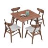 (1 Table with 4 Chairs)Wooden Dining Table Set, Modern Simple Design Square Kitchen Table and Fabric Upholstered Dining Chairs for Dining Room