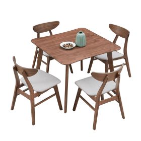 (1 Table with 4 Chairs)Wooden Dining Table Set, Modern Simple Design Square Kitchen Table and Fabric Upholstered Dining Chairs for Dining Room (Color: as Pic)