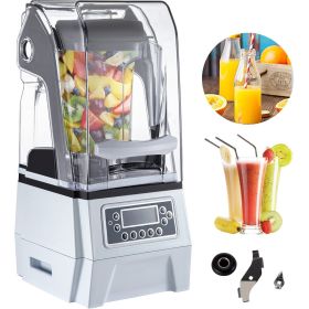 VEVOR 110V Commercial Smoothie Blenders, 1.5L/50.7oz 1500W Countertop Silent Blender w/ 3-Side Silica Gel Sound Shield (Default: Default)