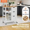 VEVOR Kitchen Island Cart Rolling Storage Cabinet on Wheel with Drawer & Shelves