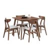 (1 Table with 4 Chairs)Wooden Dining Table Set, Modern Simple Design Square Kitchen Table and Fabric Upholstered Dining Chairs for Dining Room