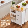 VEVOR Kitchen Island Cart Rolling Storage Cabinet on Wheel with Drawer & Shelves