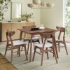 (1 Table with 4 Chairs)Wooden Dining Table Set, Modern Simple Design Square Kitchen Table and Fabric Upholstered Dining Chairs for Dining Room