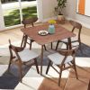 (1 Table with 4 Chairs)Wooden Dining Table Set, Modern Simple Design Square Kitchen Table and Fabric Upholstered Dining Chairs for Dining Room